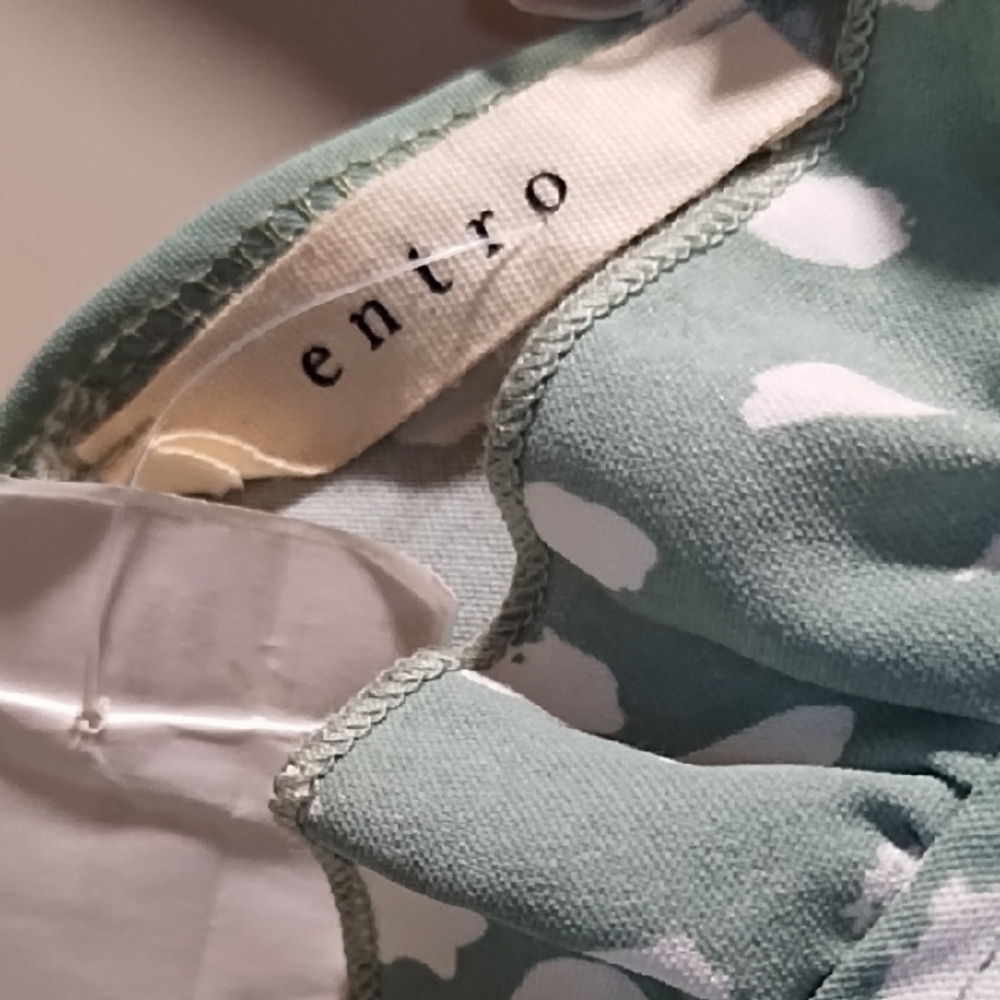 entro Mint Green & Blue And  White Ruffle-Shoulder Printed Top Duo - Picture 4 of 6